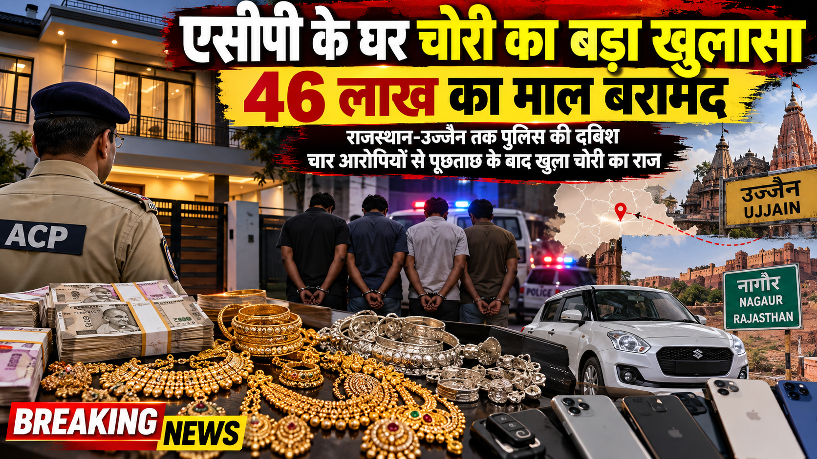 एसीपी के घर चोरी का बड़ा खुलासा, 46 लाख का माल बरामद