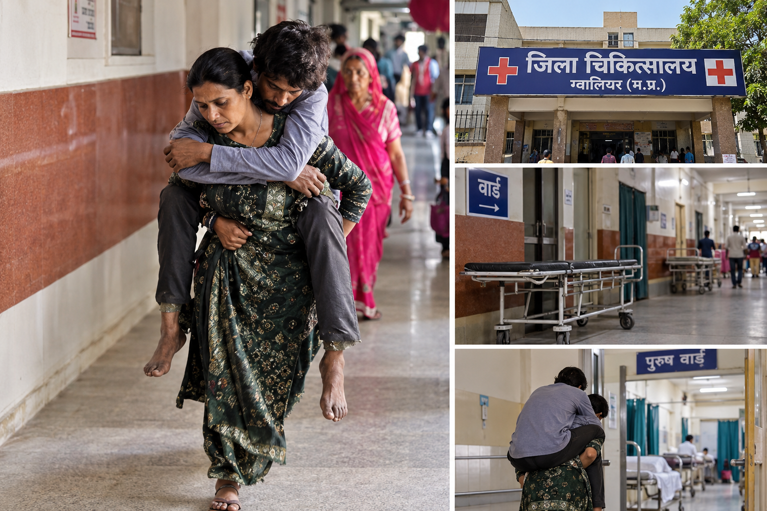 स्ट्रेचर नहीं मिला तो भाई को पीठ पर लेकर वार्ड में पहुंची बहन, अस्पताल व्यवस्था पर उठे सवाल
